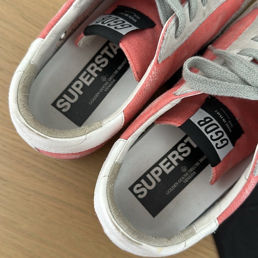 Golden Goose Superstar Coral Pink and Gray Sneakers with Silver Star size 38 - Picture 12 of 12